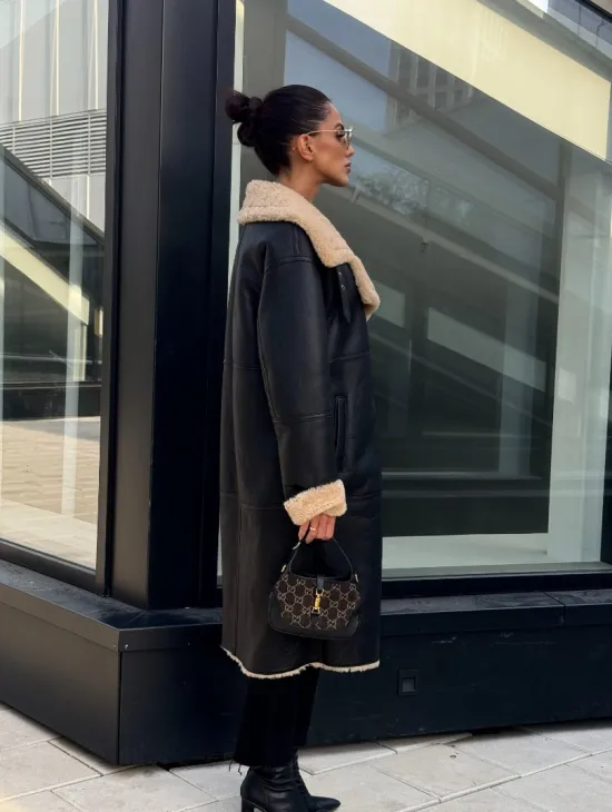 Женская натуральная дубленка из кожи силка