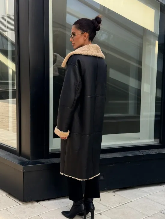 Женская натуральная дубленка из кожи силка