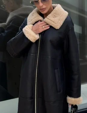 Женская натуральная дубленка из кожи силка