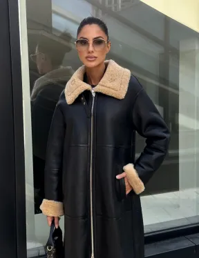 Женская натуральная дубленка из кожи силка