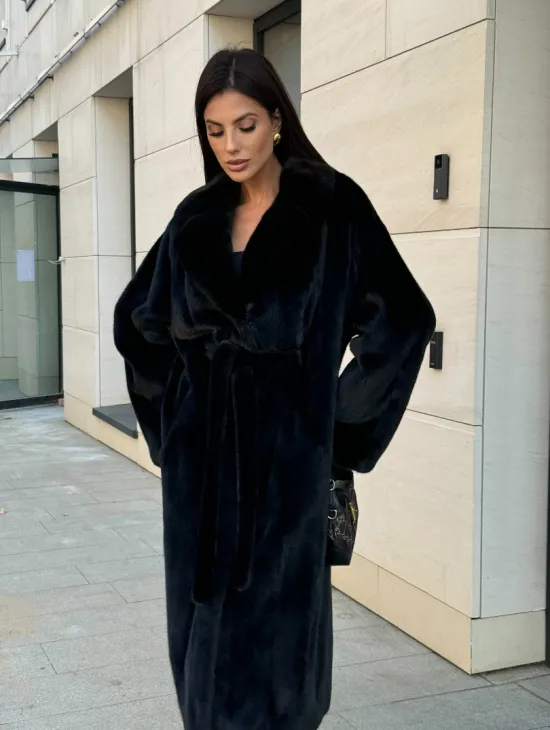 Шуба кимоно из меха североамериканской норки, английский воротник