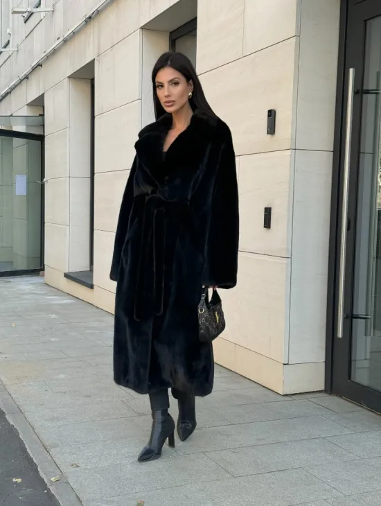 Шуба кимоно из меха североамериканской норки, английский воротник