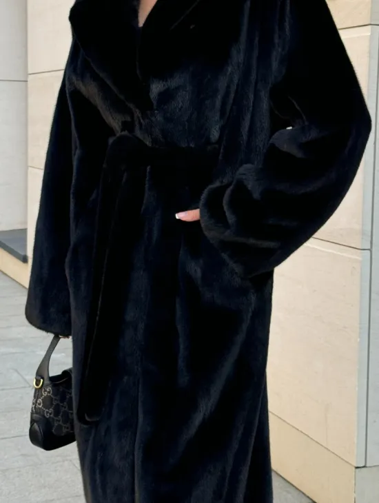 Шуба кимоно из меха североамериканской норки, английский воротник