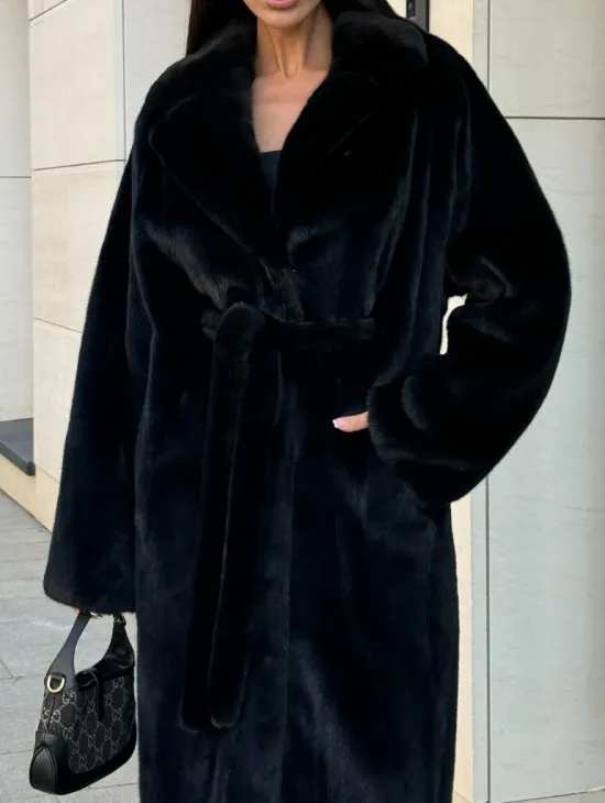 Шуба кимоно из меха североамериканской норки, английский воротник