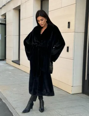 Шуба кимоно из меха североамериканской норки, английский воротник