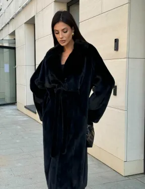 Шуба кимоно из меха североамериканской норки, английский воротник