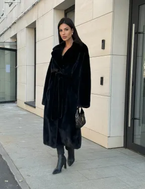 Шуба кимоно из меха североамериканской норки, английский воротник