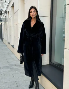 Шуба кимоно из меха североамериканской норки, английский воротник