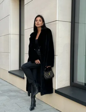 Шуба кимоно из меха североамериканской норки, английский воротник