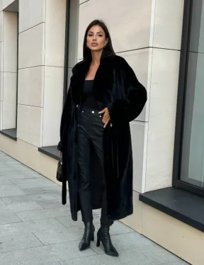 Шуба кимоно из меха североамериканской норки, английский воротник