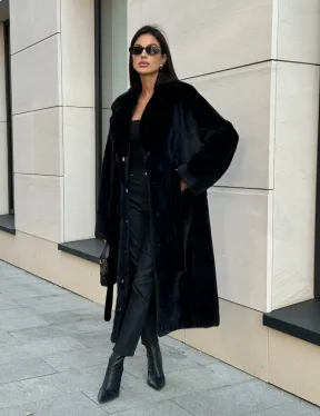 Шуба кимоно из меха североамериканской норки, английский воротник