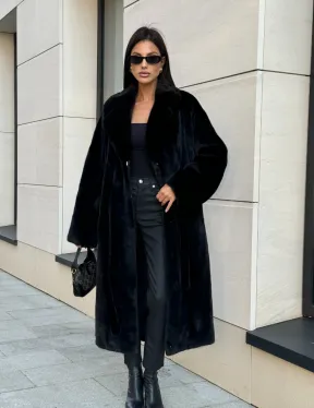 Шуба кимоно из меха североамериканской норки, английский воротник