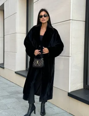 Шуба кимоно из меха североамериканской норки, английский воротник