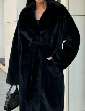 Шуба кимоно из меха североамериканской норки, английский воротник