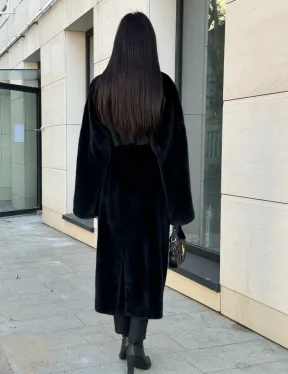 Шуба кимоно из меха североамериканской норки, английский воротник