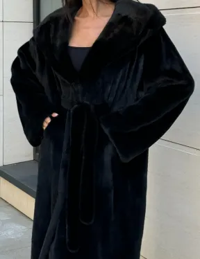 Норка кимоно BLACKGLAMA роспуск, капюшон кобра