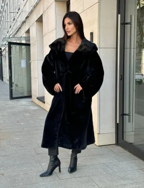 Норка кимоно BLACKGLAMA роспуск, капюшон кобра