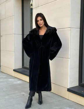 Норка кимоно BLACKGLAMA роспуск, капюшон кобра