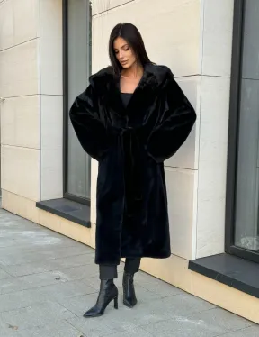 Норка кимоно BLACKGLAMA роспуск, капюшон кобра