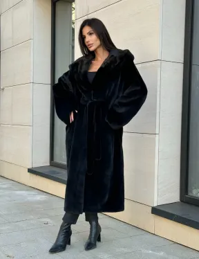 Норка кимоно BLACKGLAMA роспуск, капюшон кобра