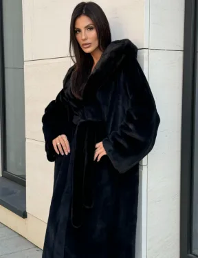 Норка кимоно BLACKGLAMA роспуск, капюшон кобра