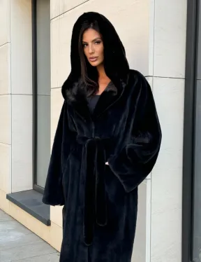 Норка кимоно BLACKGLAMA роспуск, капюшон кобра