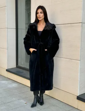 Норка кимоно BLACKGLAMA роспуск, капюшон кобра