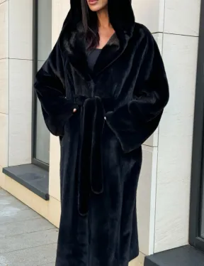 Норка кимоно BLACKGLAMA роспуск, капюшон кобра