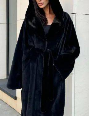 Норка кимоно BLACKGLAMA роспуск, капюшон кобра