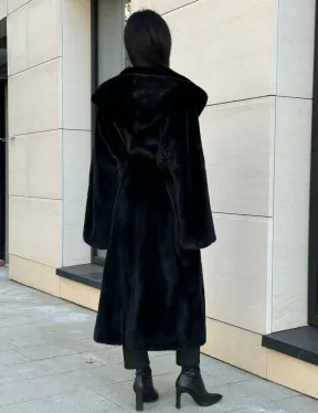 Норка кимоно BLACKGLAMA роспуск, капюшон кобра