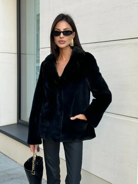 Шуба норковая BlackGlama, пиджак автоледи - английский воротник