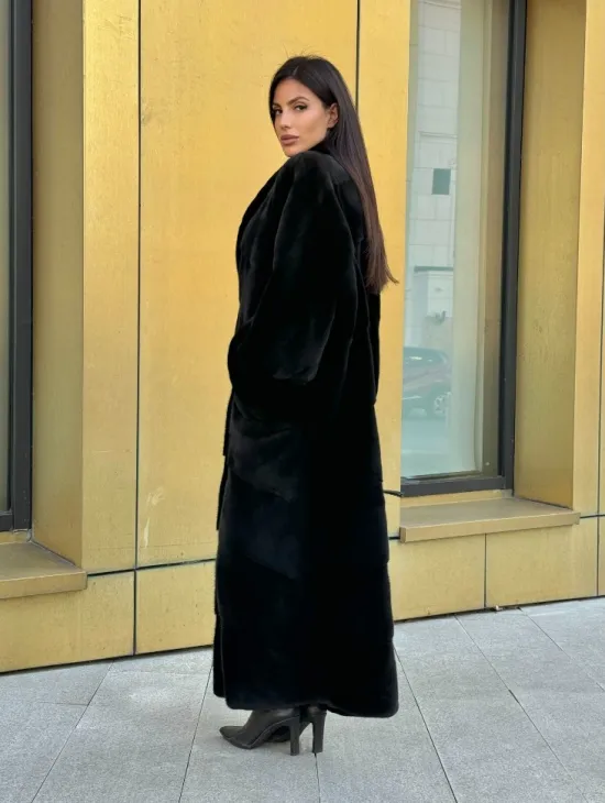 Норковое кимоно - пальто из аукционной норки SAGA FURS, ПРЕМИУМ КАЧЕСТВО - шалевый воротник