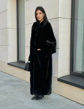 Норковое кимоно - пальто из аукционной норки SAGA FURS, ПРЕМИУМ КАЧЕСТВО - шалевый воротник