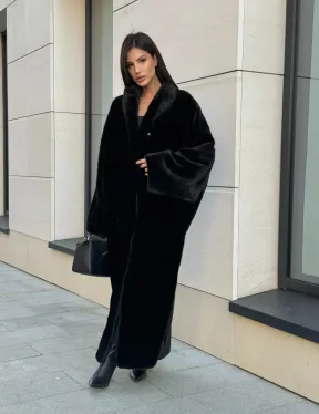 Норковое кимоно - пальто из аукционной норки SAGA FURS, ПРЕМИУМ КАЧЕСТВО - шалевый воротник