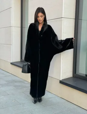 Норковое кимоно - пальто из аукционной норки SAGA FURS, ПРЕМИУМ КАЧЕСТВО - шалевый воротник