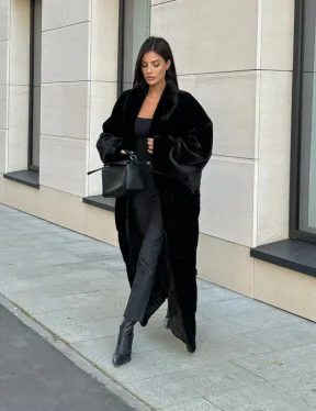 Норковое кимоно - пальто из аукционной норки SAGA FURS, ПРЕМИУМ КАЧЕСТВО - шалевый воротник