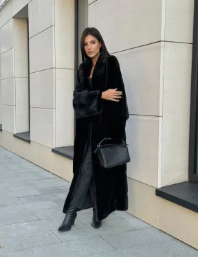 Норковое кимоно - пальто из аукционной норки SAGA FURS, ПРЕМИУМ КАЧЕСТВО - шалевый воротник