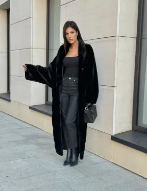 Норковое кимоно - пальто из аукционной норки SAGA FURS, ПРЕМИУМ КАЧЕСТВО - шалевый воротник