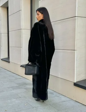 Норковое кимоно - пальто из аукционной норки SAGA FURS, ПРЕМИУМ КАЧЕСТВО - шалевый воротник