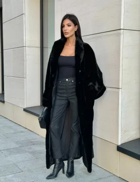 Норковое кимоно - пальто из аукционной норки SAGA FURS, ПРЕМИУМ КАЧЕСТВО - шалевый воротник