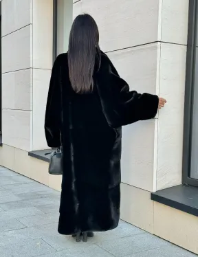 Норковое кимоно - пальто из аукционной норки SAGA FURS, ПРЕМИУМ КАЧЕСТВО - шалевый воротник