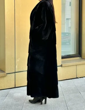 Норковое кимоно - пальто из аукционной норки SAGA FURS, ПРЕМИУМ КАЧЕСТВО - шалевый воротник