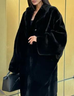 Норковое кимоно - пальто из аукционной норки SAGA FURS, ПРЕМИУМ КАЧЕСТВО - шалевый воротник