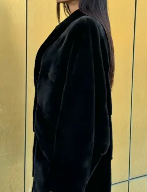 Норковое кимоно - пальто из аукционной норки SAGA FURS, ПРЕМИУМ КАЧЕСТВО - шалевый воротник