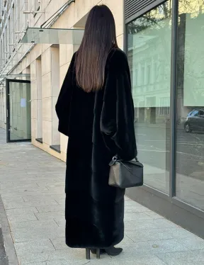 Норковое кимоно - пальто из аукционной норки SAGA FURS, ПРЕМИУМ КАЧЕСТВО - шалевый воротник