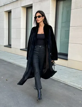 Меховое пальто из аукционного меха норки SAGA FURS, V-образный воротник