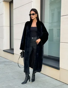 Меховое пальто из аукционного меха норки SAGA FURS, V-образный воротник