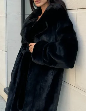 Длинная шуба кимоно Luxury Fashion из меха норки SAGA FURS - английский воротник