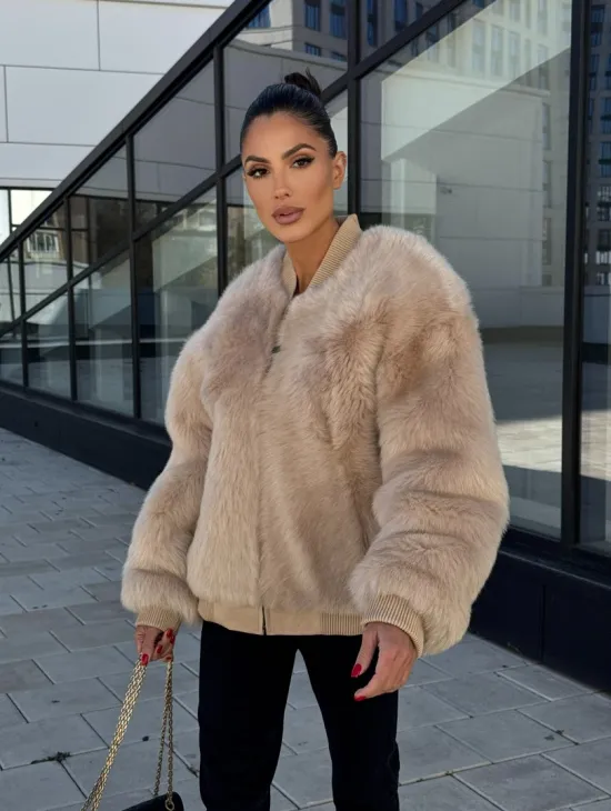 Меховая куртка - бомбер из натурального меха тосканы Турция