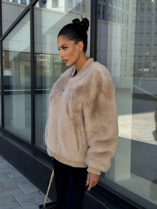 Меховая куртка - бомбер из натурального меха тосканы Турция